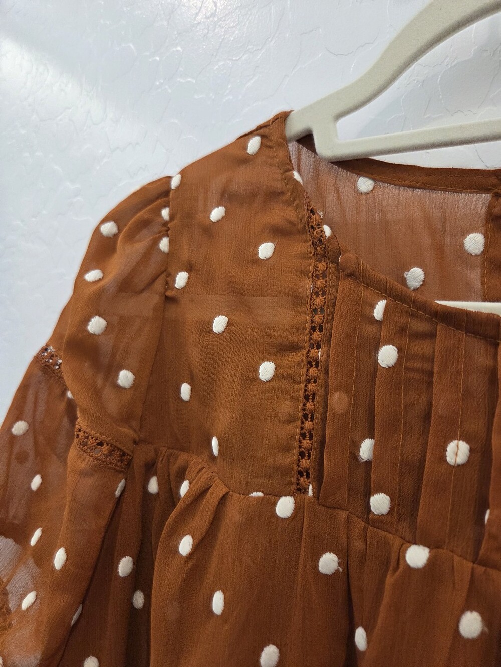 Blu Pepper Rust Polka Dot Tiered Mini Dress - Picture 4 of 6